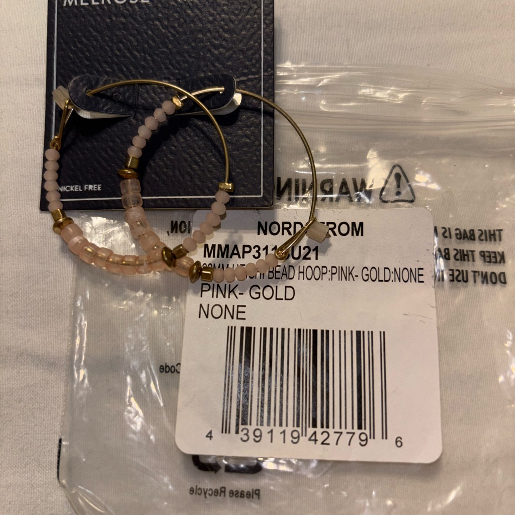 Pink And Gold Beaded Hoop Earrings Melrose And Market Nwt